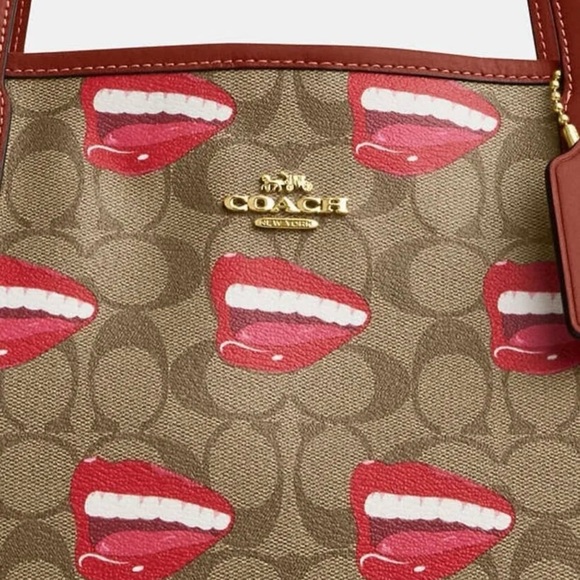 Coach X Wesselmann City Tote Signature Canvas CQ032 Lips Mouth Limited Edition - Picture 5 of 5